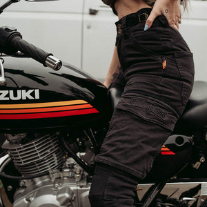 MotoGirl | Lara Kevlar Cargo Pants - Black - Miss Moto